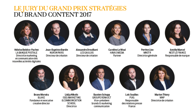 Le jury du Grand Prix Stratégies Brand content 2017