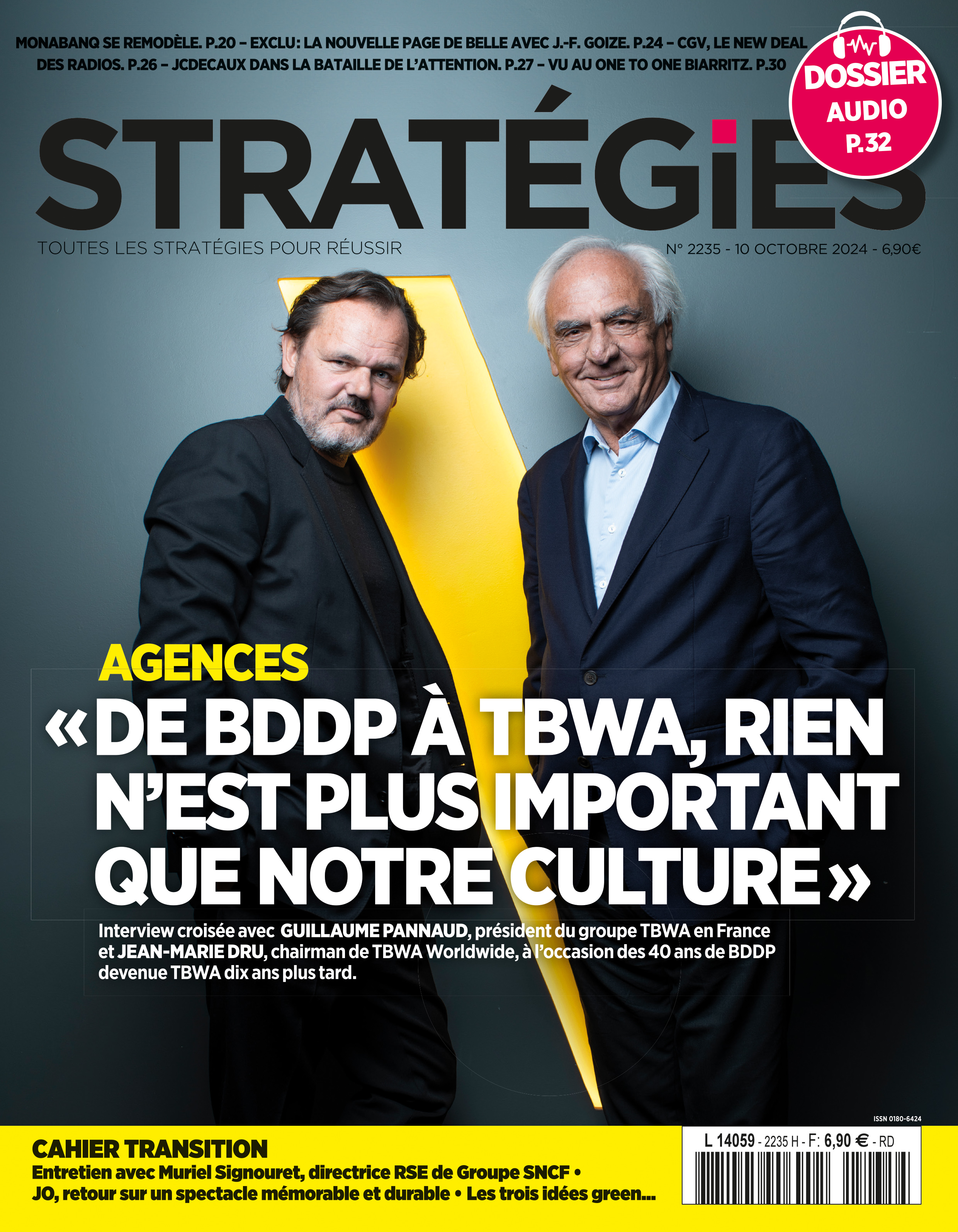 Couverture du magazine Stratégies n°2235 : «De BDDP à TBWA, rien n'est plus important que notre culture»