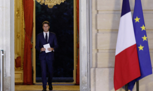 Le Premier ministre Gabriel Attal à Matignon le 30 juin 2024, le soir du premier tour des élections législatives de 2024