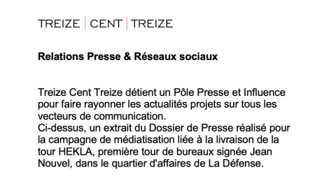 Relations Presse & Réseaux sociaux - Dossier de presse HEKLA - Agence Treize Cent Treize
